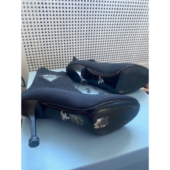 Prada Logo 90 Sock Black Booties Size 6 - Picture 3 of 7